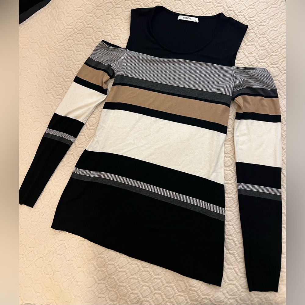 Bailey44 Striped Cold shoulder Long Sleeve Top size S